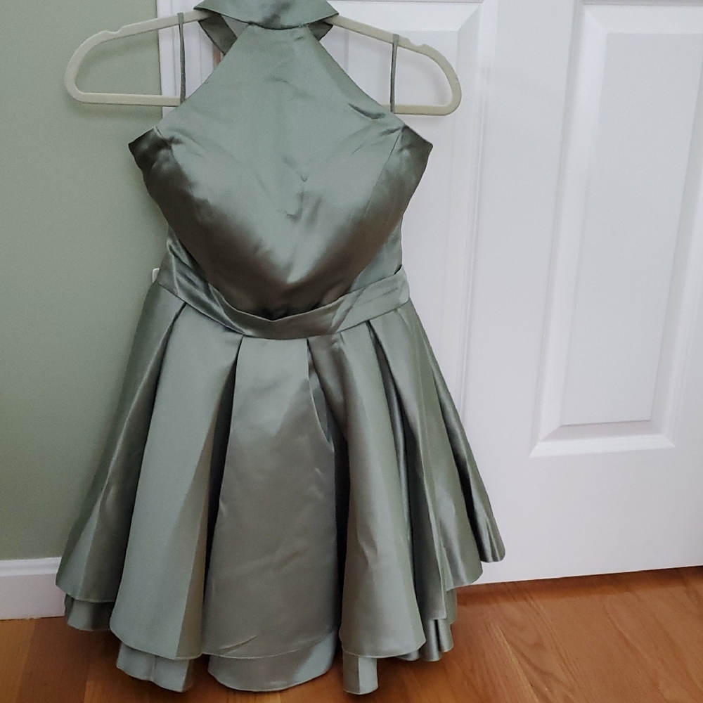 Elegant Sage Green Halter Prom Dress